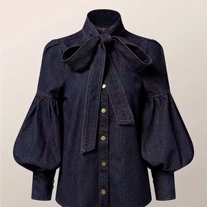 Elegant Black Denim Women's Top